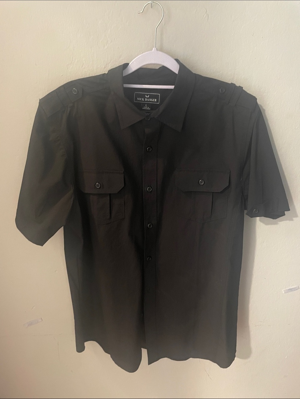 Nick Danger Black Button Up Shirt Size Large